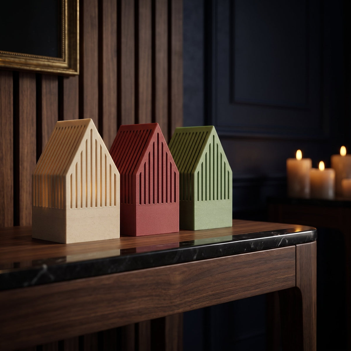 Căsuțe 10 cm – ARTEMA, decor de Crăciun 2026 în stil ARTEMA, cadru luminos