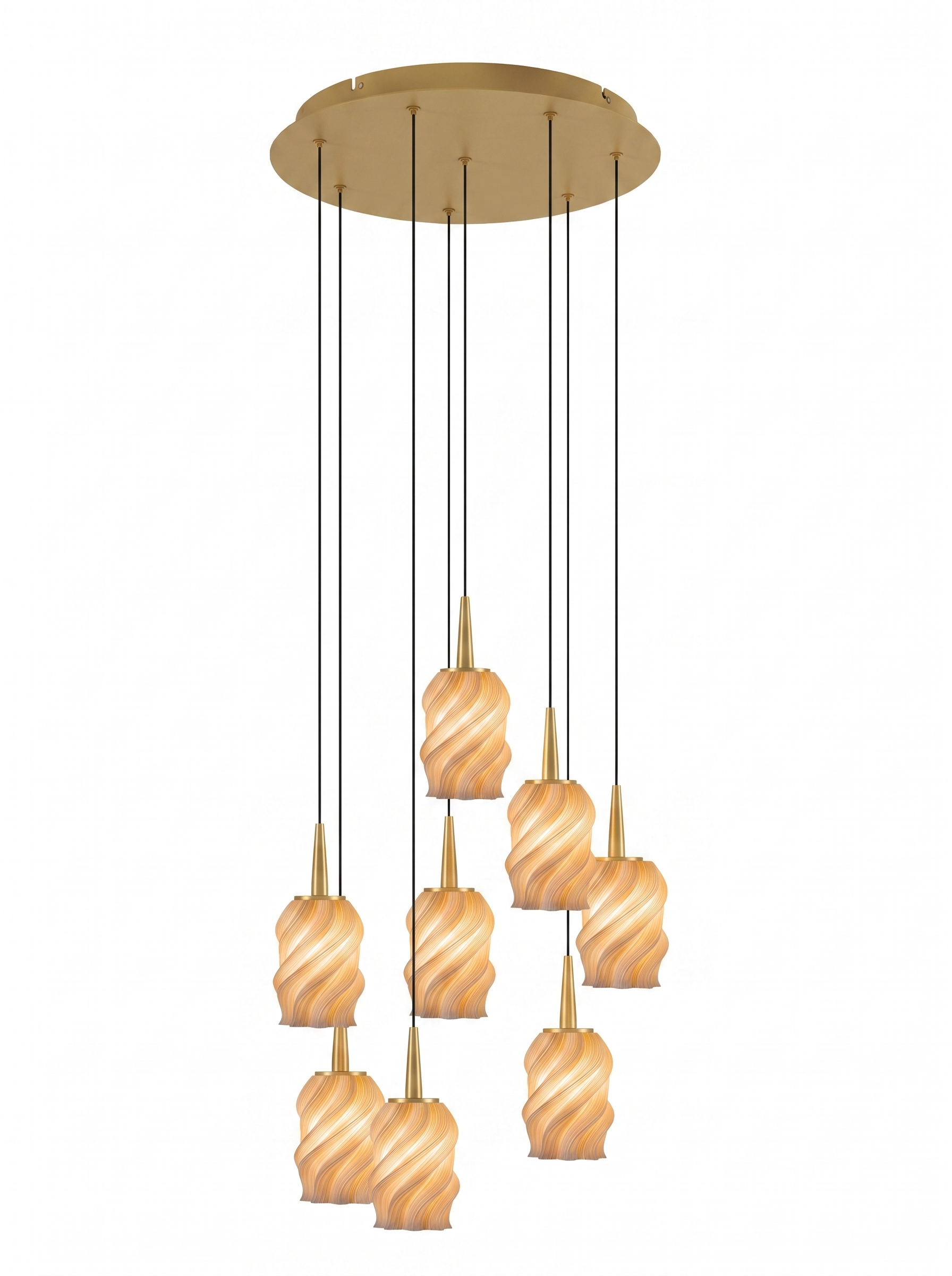 ANDROMEDA 8 — candelabru 8 pendule abajur alb cald