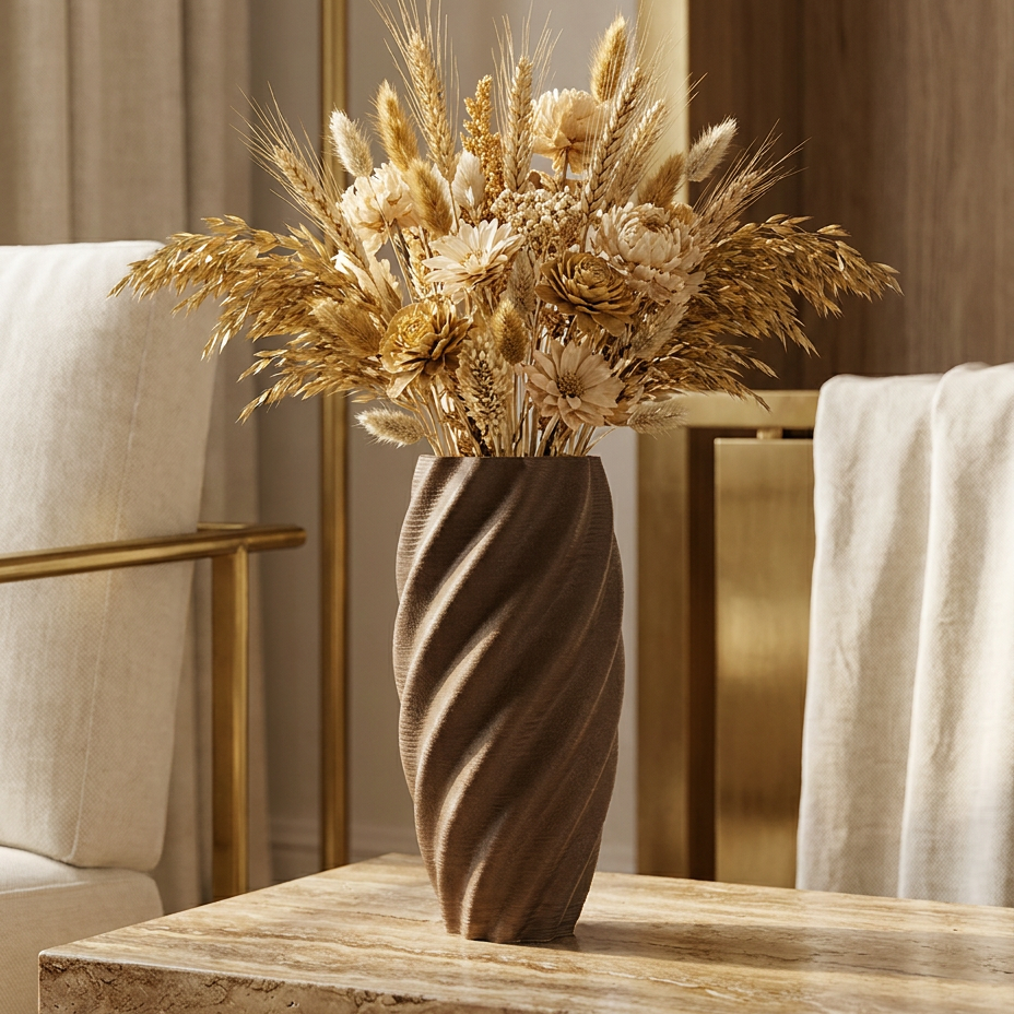 Nerea Earth Sand — vază ceramică Artema Concept, cu spice