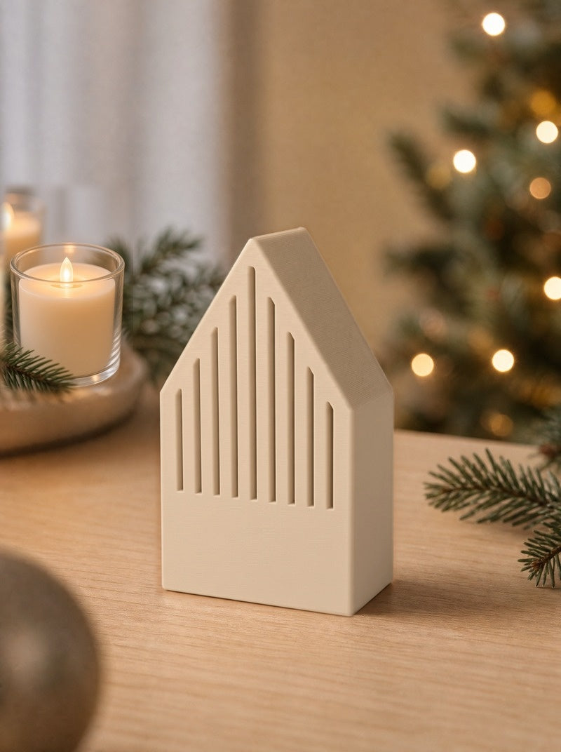 Căsuța Hygge Petite bej cu lumânare LED – ARTEMA Crăciun 2026, ambient festiv