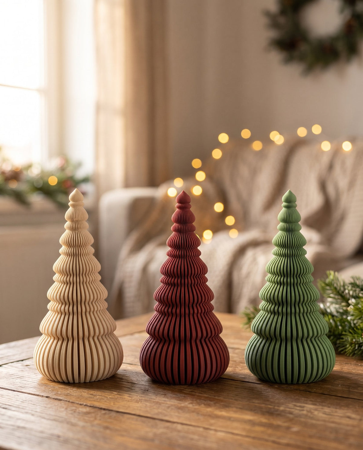 Brad Ribbon 19 cm – ARTEMA, decor de Crăciun 2026 pe lemn cald, ambianță rustică
