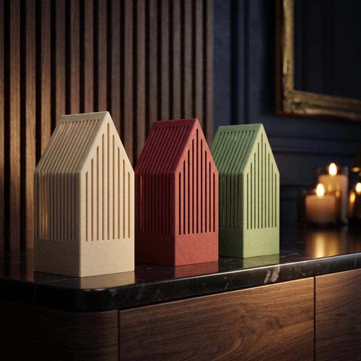 Căsuțe 12 cm – ARTEMA, decor de Crăciun 2026 în stil ARTEMA, cadru luminos