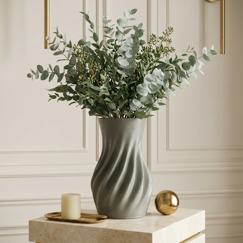 Vortex Sage — vază ceramică Artema Concept, cu eucalipt